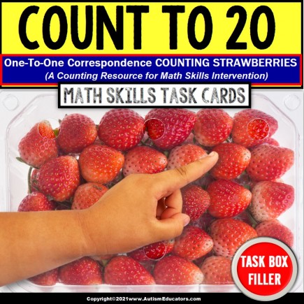 ONE TO ONE CORRESPONDENCE Task Box Counting 0 - 20 STRAWBERRIES Task Box Filler Activities